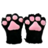 Two black cat paws with pink paw pads held up in a playful gesture.
