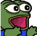 Pepe the Frog with a wide-open mouth showing excitement.