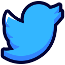 Twitter bird logo in a flat blue style.