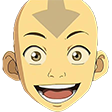 Aang from Avatar with a wide, enthusiastic smile and an arrow marking on his forehead.