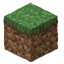 Grass block from Minecraft with a green top and brown sides.
