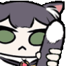 Anime cat character holding up a paw in a firm, judgmental bonk gesture.