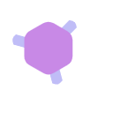A purple hexagon shape centered inside a white hexagonal border.