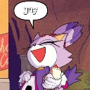 Blaze the Cat laughing with her eyes closed and mouth wide open.