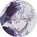 Anime boy with white hair and a cigarette looking cool and detached.