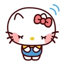 Hello Kitty bowing with her eyes closed and hands together.