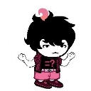 Character with black hair and a pink shirt shrugging with a confused expression.