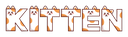 Kitten text written in a blocky font with a calico cat fur pattern.