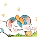 Pipi the creature sleeping peacefully with Z symbols floating above its head.