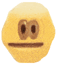 Lemon character with a neutral face suddenly holding a gun in its hand.