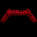 Metallica logo in red text on a black background.