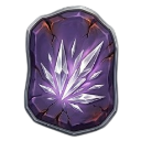 A glowing purple crystal shard with sharp edges and a metallic border.