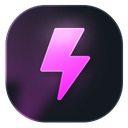 Lightning bolt icon in neon pink on a dark rounded square background.