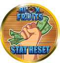 A hand holding a stack of green cash against a wood-textured background with the text Blox Fruits and Stat Reset.