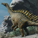 Miragaia dinosaur standing in a rocky landscape.
