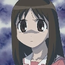 Sakaki from Azumanga Daioh looking down with a depressed, shadowed face.
