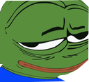 Pepe the Frog with a smug, skeptical expression and narrowed eyes.