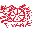 Noroshi logo featuring a central wheel surrounded by stylized red flames with the text Frank below it.