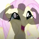 Fluttershy with wide, sparkling eyes and a huge, joyful smile.