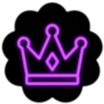 Crown glowing in neon purple against a black background.