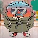 Mr. Small from The Amazing World of Gumball wearing sunglasses and a trench coat looking suspicious.