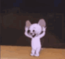 Jerry the mouse dancing energetically with his arms raised in a classic cartoon style.