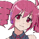 Kasane Teto with pink hair dancing by bobbing her head rhythmically.