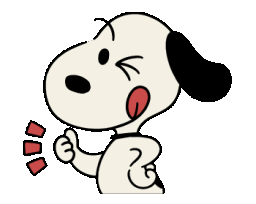 Snoopy the beagle giving a thumbs up with a happy expression.