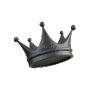 A matte black crown with rounded points floating against a dark background.