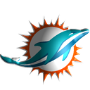 Miami Dolphins logo featuring a leaping dolphin inside an orange sunburst.