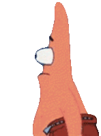 Patrick Star staring with a nose that grows longer in a repeating animation.
