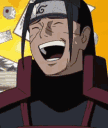 Hashirama Senju laughing with his head tilted back and mouth wide open.