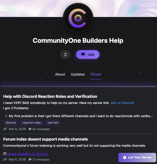 SEO optimized Discord server listings