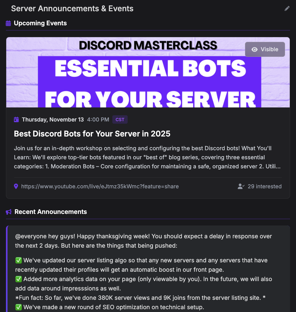 SEO optimized Discord server listings
