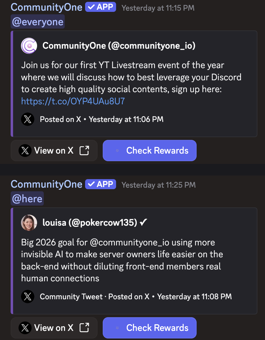 Real-time Twitter alerts in Discord for official accounts and community feed accounts