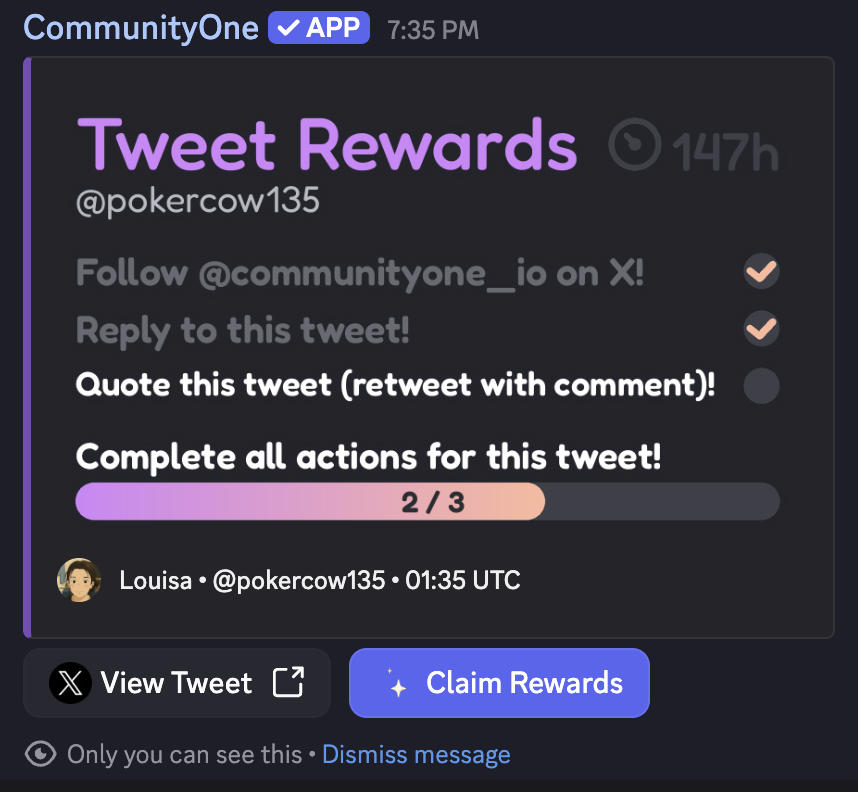 Gamified Twitter engagement with AI quality monitoring in Discord
