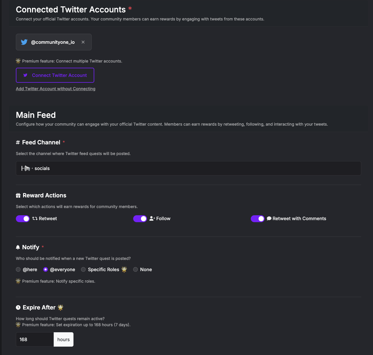 Twitter Discord bot setup screenshot showing configuration steps